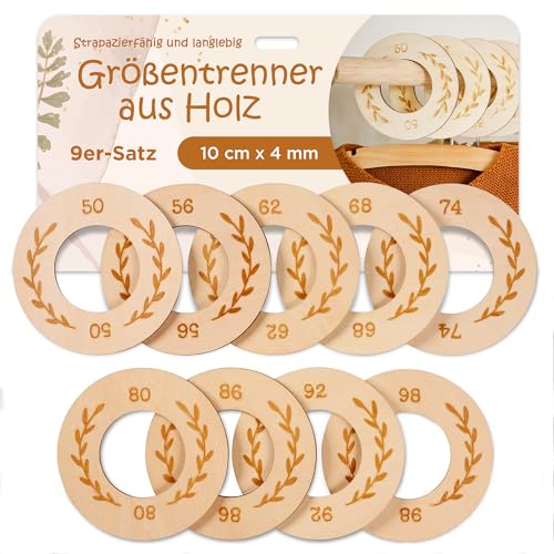 Holz Baby Kleidergrößenteiler | 9er Set Größen | Kleiderschrank Organizer für Babybekleidung | Kleidertrenner Kinderzimmer | Größenteiler Baby Kleiderschrank aus Holz | Geschenk für Neugeborene Holz Baby Kleidergrößenteiler | 9er Set Größen | Kleiderschrank Organizer für Babybekleidung | Kleidertrenner Kinderzimmer | Größenteiler Baby Kleiderschrank aus Holz | Geschenk für Neugeborene von Mikki Joan