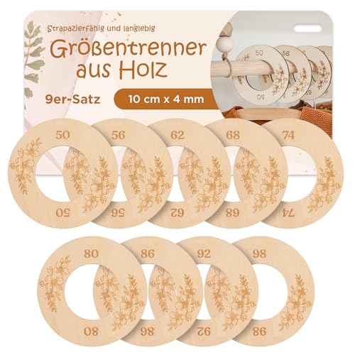 Holz Baby Kleidergrößenteiler | 9er Set Größen | Kleiderschrank Organizer für Babybekleidung | Kleidertrenner Kinderzimmer | Größenteiler Baby Kleiderschrank aus Holz | Geschenk für Neugeborene Holz Baby Kleidergrößenteiler | 9er Set Größen | Kleiderschrank Organizer für Babybekleidung | Kleidertrenner Kinderzimmer | Größenteiler Baby Kleiderschrank aus Holz | Geschenk für Neugeborene von Mikki Joan