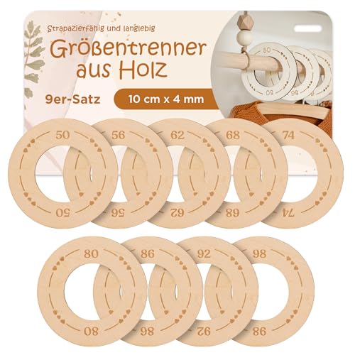 Mikki Joan Baby Größentrenner aus Holz, 9er-Set | Herzkreis Set | Größe 50-98, Ø10cm x 4mm | Langlebige und dekorative Kinderzimmer-Garderoben-Organizer | Kleiderbügeltrenner für Kinder | Neugeborene Mikki Joan Baby Größentrenner aus Holz, 9er-Set | Herzkreis Set | Größe 50-98, Ø10cm x 4mm | Langlebige und dekorative Kinderzimmer-Garderoben-Organizer | Kleiderbügeltrenner für Kinder | Neugeborene von Mikki Joan