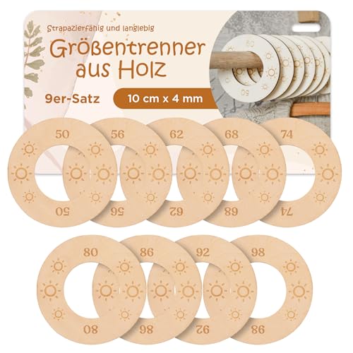 Mikki Joan Baby-Schrankteiler aus Holz, 9er-Set | Sonne Set | Größe 50-98, Ø10cm x 4mm | Langlebige und dekorative Kinderzimmer-Garderoben-Organizer | Kleiderbügeltrenner für Kinder | Neugeborene Mikki Joan Baby-Schrankteiler aus Holz, 9er-Set | Sonne Set | Größe 50-98, Ø10cm x 4mm | Langlebige und dekorative Kinderzimmer-Garderoben-Organizer | Kleiderbügeltrenner für Kinder | Neugeborene von Mikki Joan