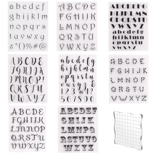 8 Blätter Silikonstempel Buchstaben mit Stempelblock Clear Stamp Alphabet Stempel Zahlen für DIY Scrapbooking Fotoalbum Einladung Karten Kekse Dekorationt 8 Blätter Silikonstempel Buchstaben mit Stempelblock Clear Stamp Alphabet Stempel Zahlen für DIY Scrapbooking Fotoalbum Einladung Karten Kekse Dekorationt von Mikocofo