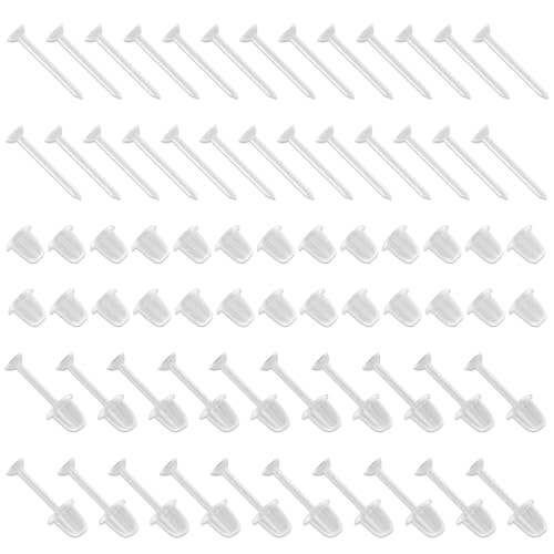 200 Paar Klare Ohrringe, 12x3mm Ohrstecker 4x4,6mm Plastikohrringverschlüsse Klare Plastikohrstecker Ohrringhalter Flache Plastikohrringe für Sport Arbeit von Mikovivi