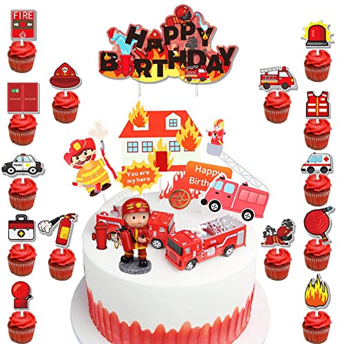 Mikqky Tortendeko Feuerwehr 26 Stücke Feuerwehr Zubehör, Feuerwehr deko Kindergeburtstag, Feuerwehr Geburtstag Deko Mikqky Tortendeko Feuerwehr 26 Stücke Feuerwehr Zubehör, Feuerwehr deko Kindergeburtstag, Feuerwehr Geburtstag Deko von Mikqky