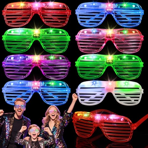 Mikulala 9er Pack LED Leuchtbrillen für Kinder & Erwachsene - Mit Blinkfunktion, Ersatzbatterien und Schraubendreher - Ideal für Partys, Konzerte & Events von Mikulala