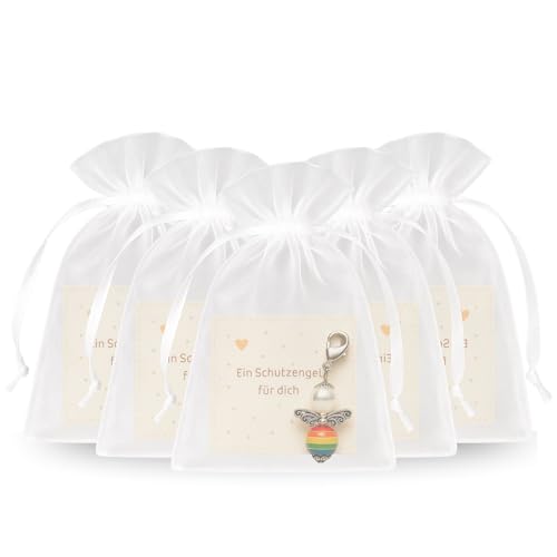 Milaboo® 12x Schutzengel mit Karte Ein Schutzengel für dich – kleine Geschenke & Mitgebsel zur Einschulung, Kommunion, Taufe, Geburtstag (Regenbogen) von Milaboo