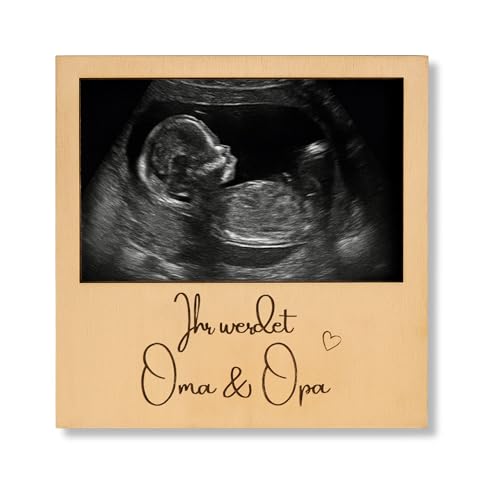 Milaboo® Holzrahmen zur Schwangerschaftsverkündung – Fotorahmen aus Naturholz mit Botschaft – Geschenk für werdende Großeltern, Tante oder Onkel (Ihr werdet Oma & Opa) von Milaboo