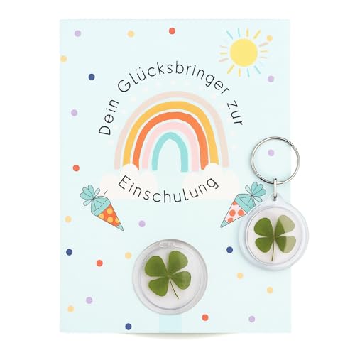 Milaboo® Schlüsselanhänger mit Kleeblatt zur Einschulung I Glücksbringer für die Schultüte (Glücksbringer Einschulung) von Milaboo