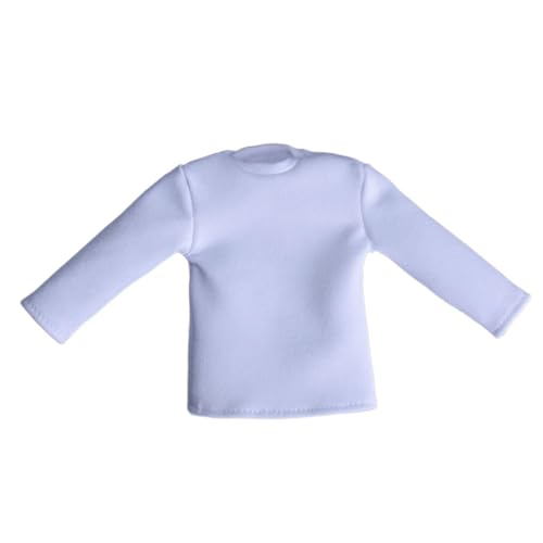 Milageto 1/12 Langarmhemd Outfit Kostüm Handgemachte Puppe Casual Basic Top für Puppe 6 Zoll Männliche Actionfiguren Kleidung Accessoire, Weiß von Milageto