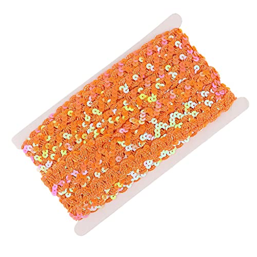 Milageto 13 M Glitzer Pailletten Perlenband, Applikation für Kleid Verschönern, Stirnband, Orange, 13m von Milageto