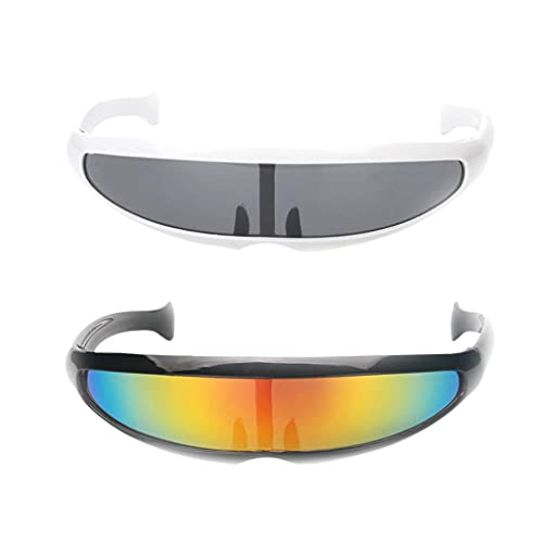Milageto 2 / Set Neuheit Futuristische Spiegel Sonnenbrille Monoblock Brille von Milageto