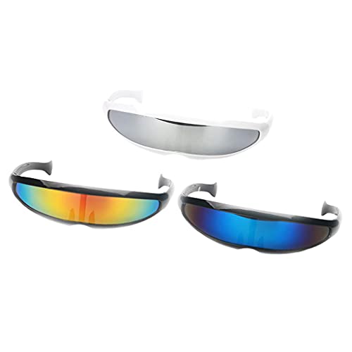 Milageto 3 / Set Neuheit Futuristisch Verspiegelte Sonnenbrille Brille Kostüm Requisiten von Milageto