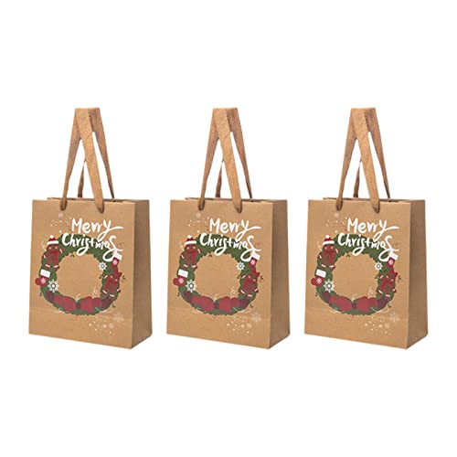 Milageto 3 Weihnachtsgeschenktüten, Sortiert, Geschenktüte mit Griffen, Papiertüten, Dekorationen für den Urlaub, Wreath von Milageto