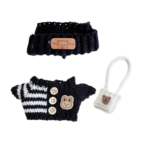 Milageto 3X Mini Doll Outifits, Hut Pullover Rucksack Set weich entzückende Puppen Kleidung Set Puppen Anzug, für 15cm 17cm Anhänger Puppe, Schwarz Und Weiß Milageto 3X Mini Doll Outifits, Hut Pullover Rucksack Set weich entzückende Puppen Kleidung Set Puppen Anzug, für 15cm 17cm Anhänger Puppe, Schwarz Und Weiß von Milageto
