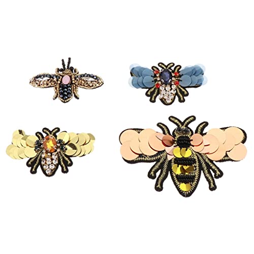 Milageto 4 Bienen Patches mit Pailletten und Perlen für Kostüme Milageto 4 Bienen Patches mit Pailletten und Perlen für Kostüme von Milageto