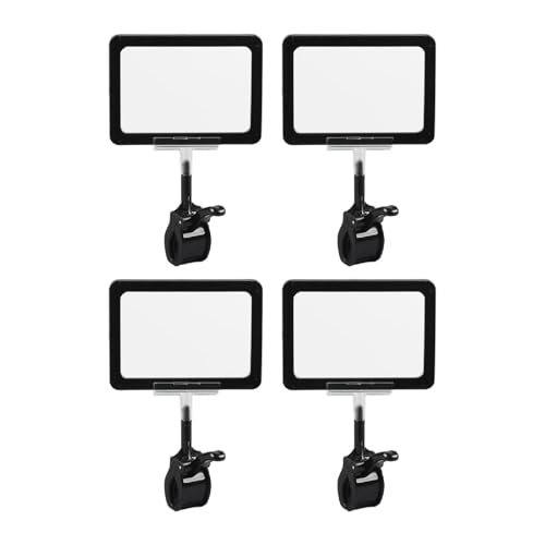 Milageto 4-teilige Schilderhalter-Clips, drehbare Preisschilder-Klemmen, Warenkartenschutz, Doppelkopf-Clip für Geschäftslager, Körbe, Schwarz von Milageto