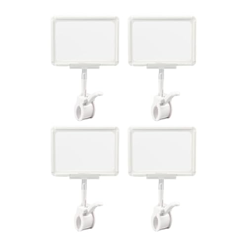Milageto 4-teilige Schilderhalter-Clips, drehbare Preisschilder-Klemmen, Warenkartenschutz, Doppelkopf-Clip für Geschäftslager, Körbe, Weiß von Milageto