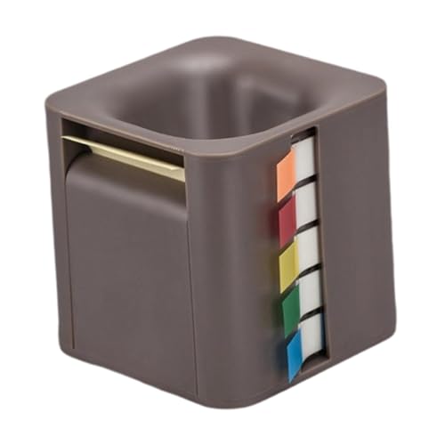 Milageto 5 in 1 Sticky Note Halterspender, Sticky Index Tabs Storage Desktop wiederverwendbare Memo -Rollen für Schüler Lehrer -Memo, Braun von Milageto