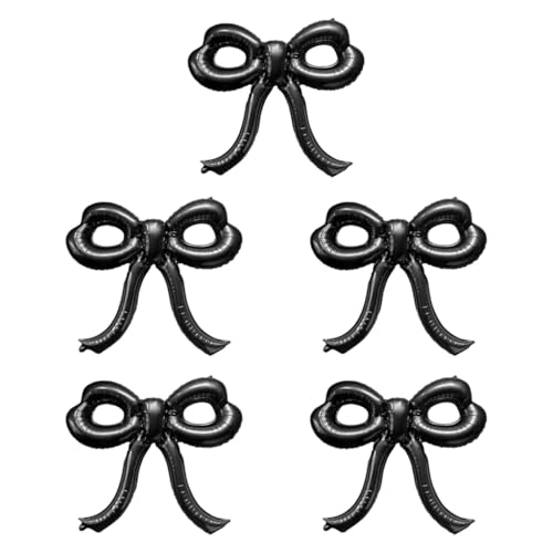 Milageto 5pcs Bowballons Aluminiumfolie Luftballons multifunktionaler Bogen Geburtstagdekorationen Ornament für Verlobungs Hintergrund, Schwarz von Milageto