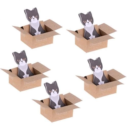Milageto 5x 5PCS Cute Cartoon 3D Box Katze Haftnotizen Notizblöcke Aufkleber/Selbstklebend von Milageto