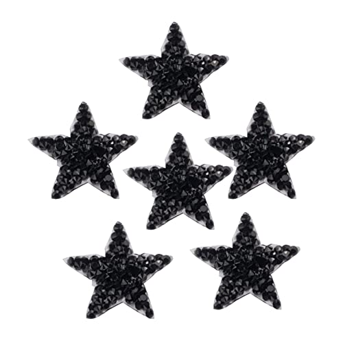 Milageto 6 STÜCKE Sternapplikation zum Aufbügeln, Strass Glitzer Sterne Aufnäher Patches Bügelbilder Aufbügler Applikation zum aufbügeln - Schwarz von Milageto