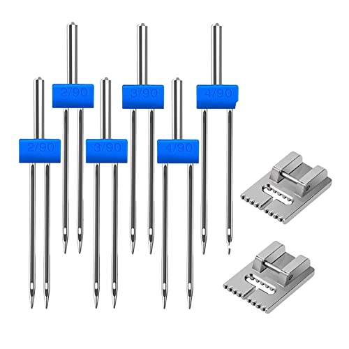 Milageto 6X Zwillingsnadel mit 2X 9 Nut Pintuck Nähfuß 2/90 3/90 4/90 Milageto 6X Zwillingsnadel mit 2X 9 Nut Pintuck Nähfuß 2/90 3/90 4/90 von Milageto