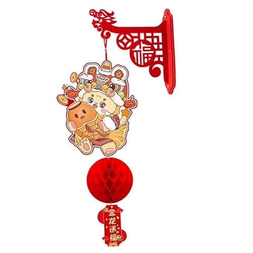 Milageto Chinesische Neujahrsdekoration, hängende Verzierung, viel Glück, traditioneller Hintergrund, chinesische Neujahrslaterne für Geburtstag, Zuhause, Drachentanz von Milageto