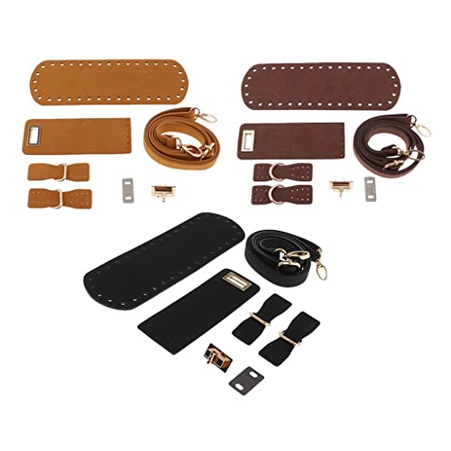 Milageto 18 Stück Leder Tasche Boden Set, PU Tasche Griffe Tasche Boden Set, Boden Tasche häkeln mit Schultergurten für DIY Handtasche Schulter Tasche Tasche machen, Coffee+brown+black Milageto 18 Stück Leder Tasche Boden Set, PU Tasche Griffe Tasche Boden Set, Boden Tasche häkeln mit Schultergurten für DIY Handtasche Schulter Tasche Tasche machen, Coffee+brown+black von Milageto