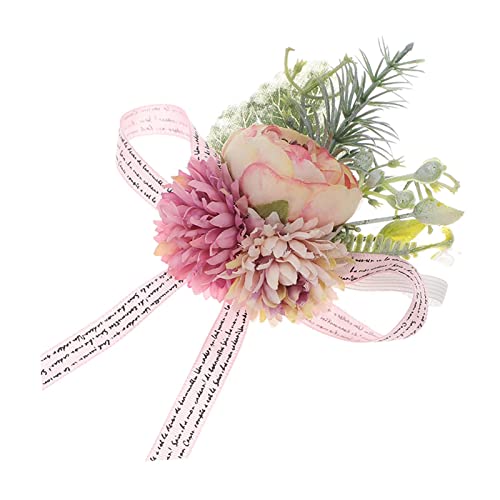 Milageto Handgelenk-Corsage-Armband-Dekoration Blumenarmband Ansteckblume Handblumen für Bräutigam, Brautjungfer, Party, Jubiläum, Abschlussfeier, Rosa von Milageto