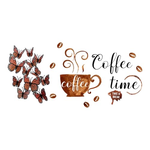 Milageto Kaffeetasse Wandaufkleber Wandtattoo Hintergrund Dekorative Kunst Dekor PVC Tapete 3D Schmetterlinge für Schlafzimmer Toilette Party von Milageto