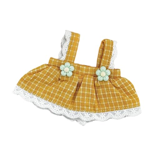 Milageto Puppe Hosentender Rock handgefertigtes Kleidungsstück Kariertes Muster weiche DIY Doll Kleidung Kostümzubehör für 12 cm Baumwollpuppen Dress Up up, Gelb von Milageto