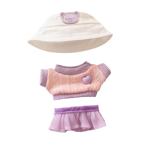 Milageto Puppenstrickpullover und -Rock. Machen Sie Ihre eigenen Puppen für Kinder, modische Kleidung, Plüschpuppenkleidung mit Mütze für 6,69-Zoll-Puppe, Violetter Rock Und Hut von Milageto