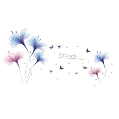 Milageto Schöne Orchideenblumen Wandaufkleber Schmetterling Wanddekalsofa Hintergrund PVC Home Dekoration Abnehmbar für Schlafzimmer Klassenzimmer von Milageto