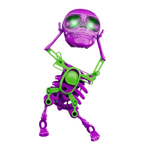 Milageto Tanzendes Skelett-Mann-Aufziehspielzeug mit Musik und Lichtern, Tischdekoration, einzigartig für Kinder, Sammlerstücke, Mottopartys, violett von Milageto