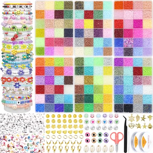 Milai 144 Farben Perlen Set für Armbänder, 36000 Stück 3mm Perlen Zum Auffädeln mit 300pcs Buchstaben Perlen, Glasperlen Set Armbänder Selber Machen für Weihnachten, Geburtstage (3mm- 144 Farben) Milai 144 Farben Perlen Set für Armbänder, 36000 Stück 3mm Perlen Zum Auffädeln mit 300pcs Buchstaben Perlen, Glasperlen Set Armbänder Selber Machen für Weihnachten, Geburtstage (3mm- 144 Farben) von Milai