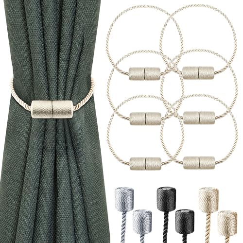 Milaloko 6-Pack Starke Magnetische Vorhang Tiebacks mit Dickeren Twist Seil Dekorative Krawatte Backs Holdbacks für Vorhänge Fenster Vorhang, Beige Milaloko 6-Pack Starke Magnetische Vorhang Tiebacks mit Dickeren Twist Seil Dekorative Krawatte Backs Holdbacks für Vorhänge Fenster Vorhang, Beige von Milaloko
