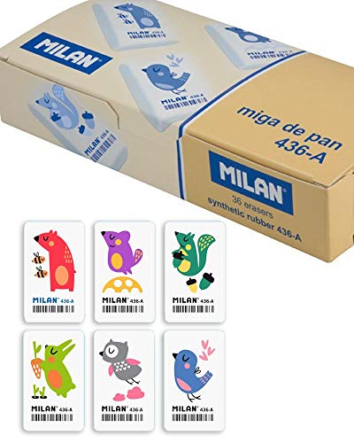 MILAN Box mit 36 Krümelgummis mit Tiermotiven von Milan