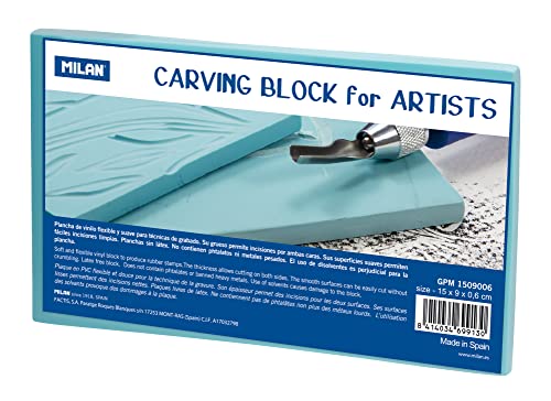 MILAN Carving Block for Artists Gravurplatte blau, mittel 15 x 9 x 0,6 cm von Milan