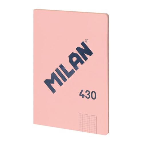 MILAN® A4 geleimtes Notizbuch, kariert 5 x 5 mm, 48 Blatt A4, Papier 95 g/m², Serie 1918, Rosa von MILAN