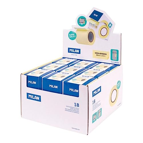 MILAN® Präsentationsbox mit 18 Haftnotizen auf Rolle, Pastellgelb von Milan