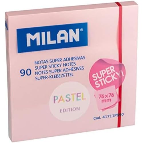 MILAN Block, 90 Blatt, superklebend, Pastellrosa, 76 x 76 mm, NEU von MILAN