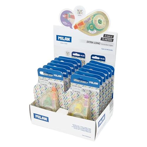 MILAN® Präsentationsbox 12 Blister Korrekturband 5 mm x 15 m Serie New Look von MILAN