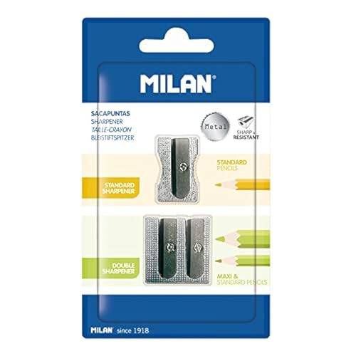 Milan 64056 Anspitzer aus Aluminium, 2 Stück, silber von Milan