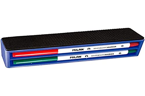 Milan - Magnetischer Whiteboard-Radierer mit 4 Marker (schwarz, blau, rot, grün), Rundspitze 3,7 mm Ø, für Whiteboard Milan - Magnetischer Whiteboard-Radierer mit 4 Marker (schwarz, blau, rot, grün), Rundspitze 3,7 mm Ø, für Whiteboard von MILAN