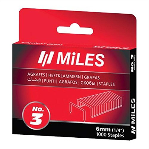 Miles 303332 Heftklammern Nr. 3, 6 mm, Packung mit 1000 Stück von Miles