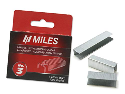 Miles Heftklammern Nr. 3, 12 mm, Schwarz, 1000 Stück von Miles