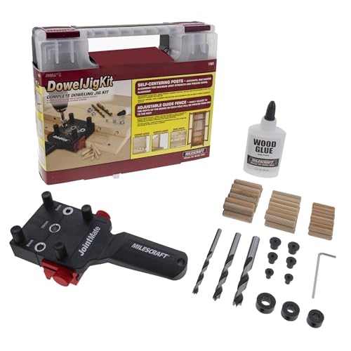 Milescraft 1383 Dowel Jig Kit – Komplettes Dübelverbindungsset, Bohrhilfe für Kanten-, Flächen- und Eckverbindungsverbindungen Milescraft 1383 Dowel Jig Kit – Komplettes Dübelverbindungsset, Bohrhilfe für Kanten-, Flächen- und Eckverbindungsverbindungen von Milescraft