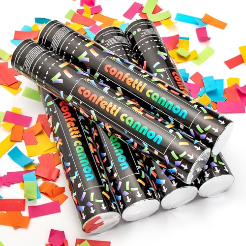 MILIFOX 6 Stück Bunte konfettikanonen - Konfettikanone Hochzeit,30cm Konfetti-shooter,Fröhliches Dekorieren,Konfettibombe für Geburtstag Party,Hochzeit,Indoor&Outdoor Verwendung(Bunte Bar) von Milifox