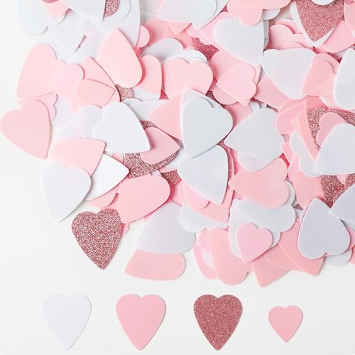Milifox 60g Herz Konfetti,Herzförmiges Konfetti Papier für Hochzeit Geburtstag Party Dekoration,Valentinstag,Baby Shower Dekoration,Rose Gold Rosa Weißes Herz von Milifox