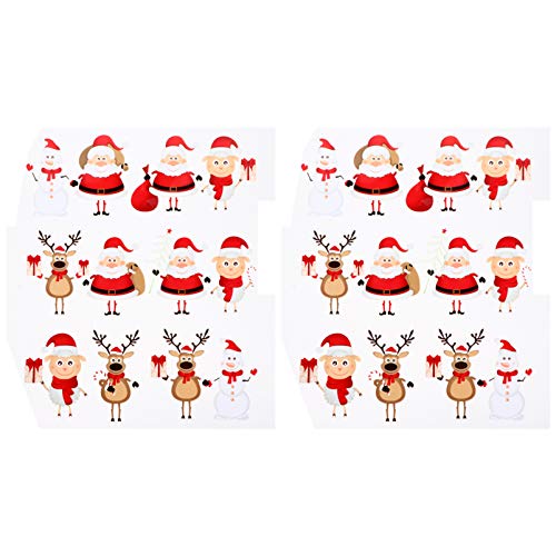 2 x Weihnachts-Bügelaufkleber mit Rentier- , Weihnachtsmann, Schneemann, zum Aufbügeln, für Kinder, Wärmetransfer-Applikationen von Milisten