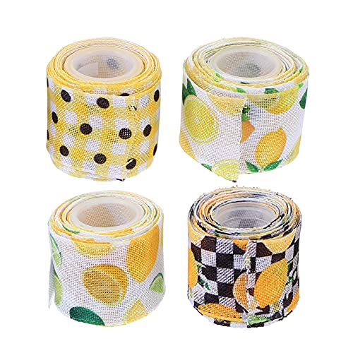 4 Rollen Zitronenband Obst-geschenkband Bögen Machen Band Gurtbänder Für Bekleidung Bastelband Sackleinenband Drahtband Mit Zitronenmuster Fruchtsatinband Mini Verpackung Polyester 4 Rollen Zitronenband Obst-geschenkband Bögen Machen Band Gurtbänder Für Bekleidung Bastelband Sackleinenband Drahtband Mit Zitronenmuster Fruchtsatinband Mini Verpackung Polyester von Milisten